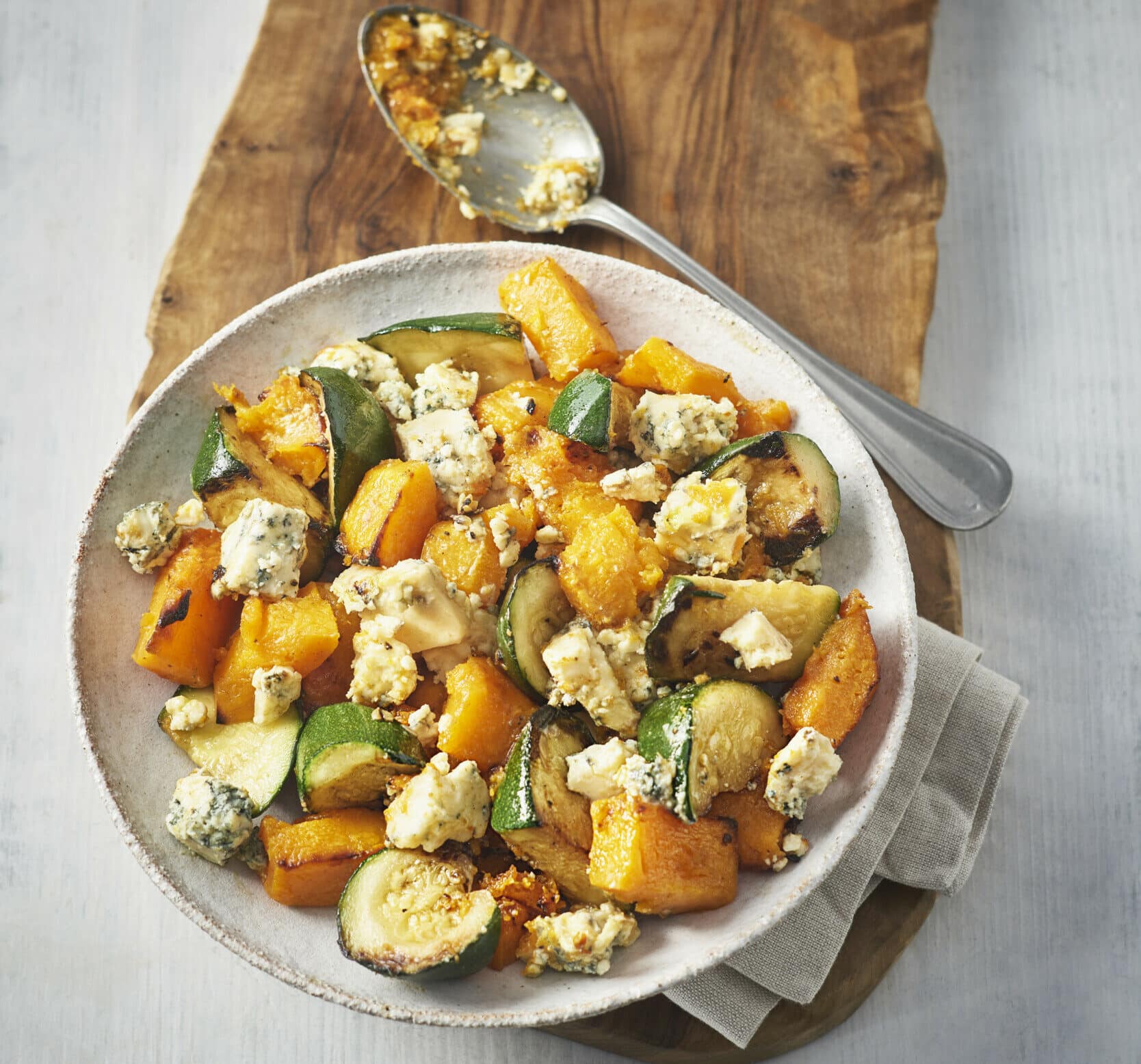 Image of Butternut Squash, Charred Courgettes and Blue Cheese Salad